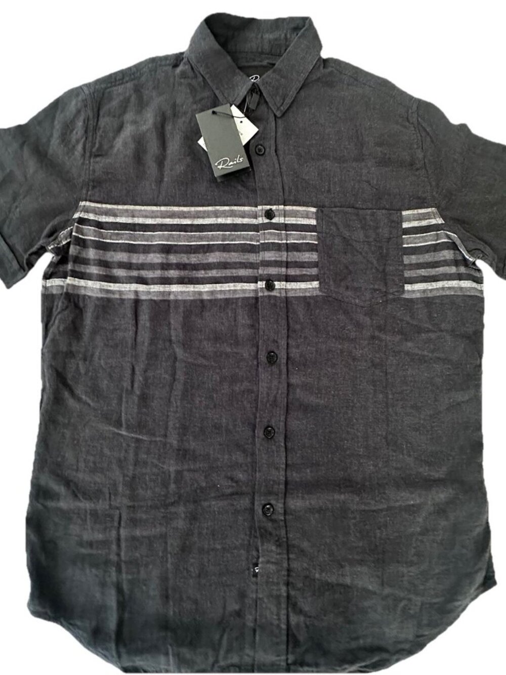 Rails Mens Short Sleeve Button Down Shirt M Linen Blend NWT